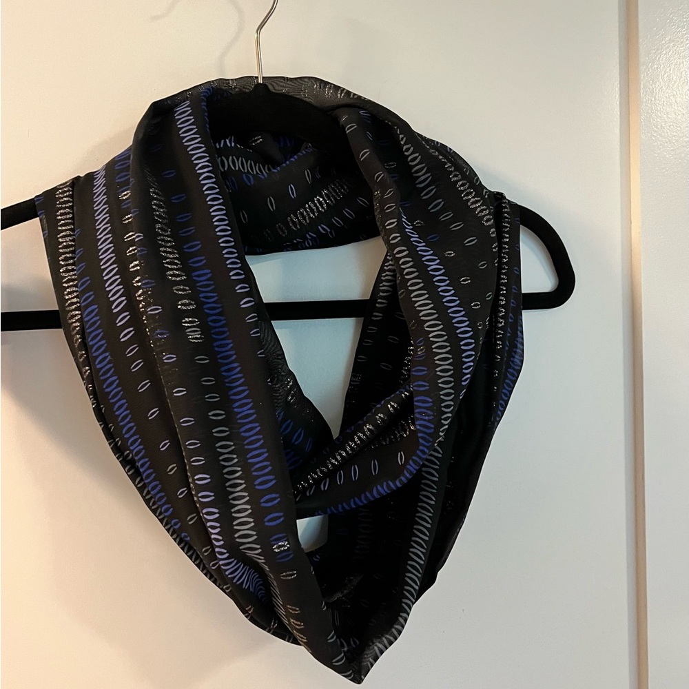 Blue/silver metallic infinity scarf